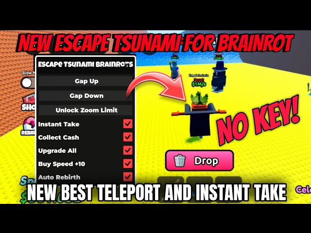 Escape Tsunami For Brainrot Script *NO KEY* - FAST TELEPORT, DUPE, REMOVE TSUNAMI, INSTANT TAKE