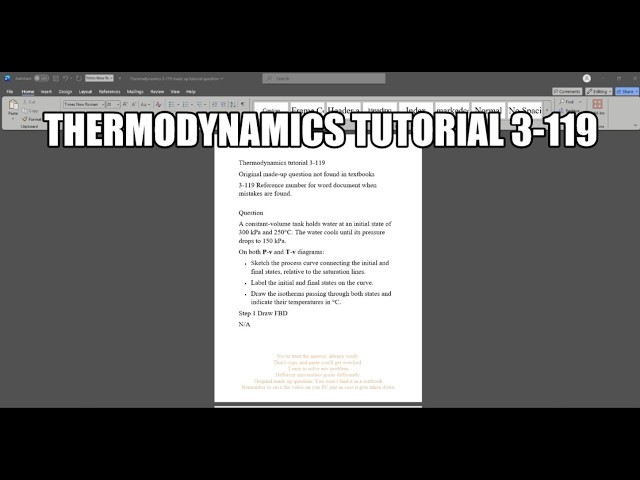 Thermodynamics made up question 3-119 A constant-volume tank holds water at an initial state of 300