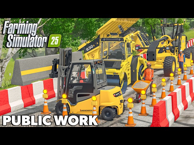 Road Construction Complete! & Safety Barriers Installed! | PUBLIC WORK | Farming Simulator 25