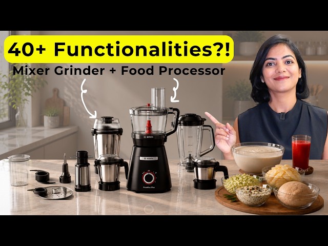 Bosch PureMixx Plus Mixer Grinder + Food Processor - One Appliance, 5 Jars, 40+ Functionalities
