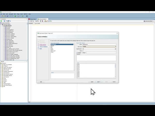 SQL Developer 24.3.1 - Importing a Spreadsheet Into a Table