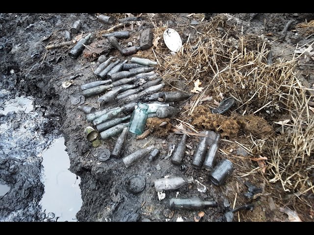 Soda Bottle Jackpot!  Hundreds of Antique Bottles Dug in Salt Marsh