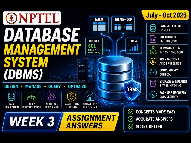 NPTEL Database Management System (DBMS) | Week 3 Assignment Answers 2026 | Accurate Answers | #dbms