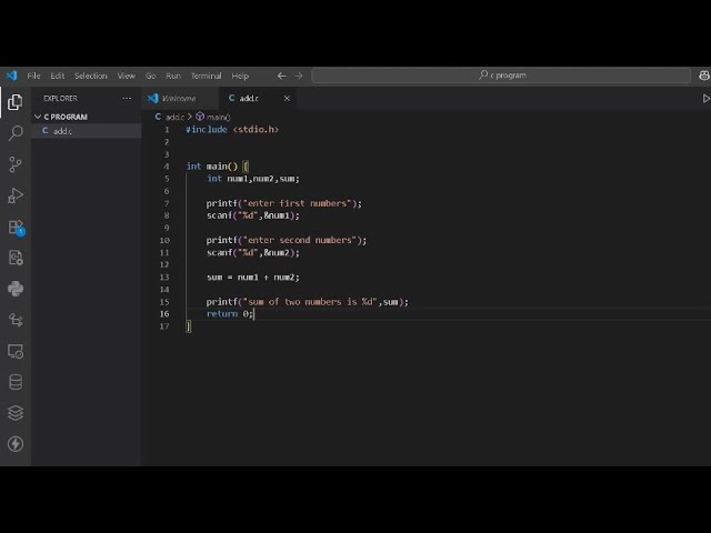 Adding Two Numbers In C language | add two numbers 