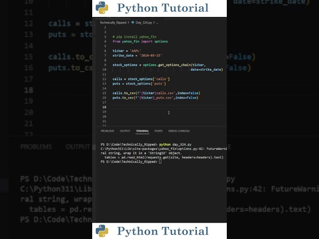 Free Stock Option Data With Python | Python Tutorial