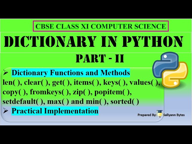 Dictionary in Python (Part 2) | CBSE Class 11 Computer Science