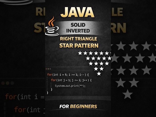 Inverted Pyramid Star Pattern in Java ⭐ | Pattern Programming #Shorts #coding #java #trending #trend