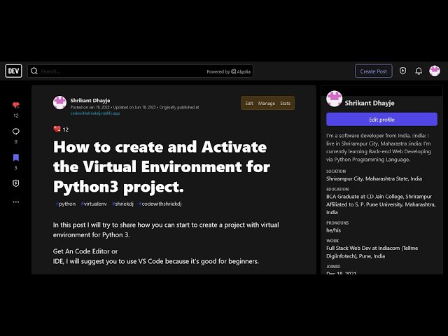 How to Create and Activate the Virtual Environment for Python 3 Project | Code With ShriekDj