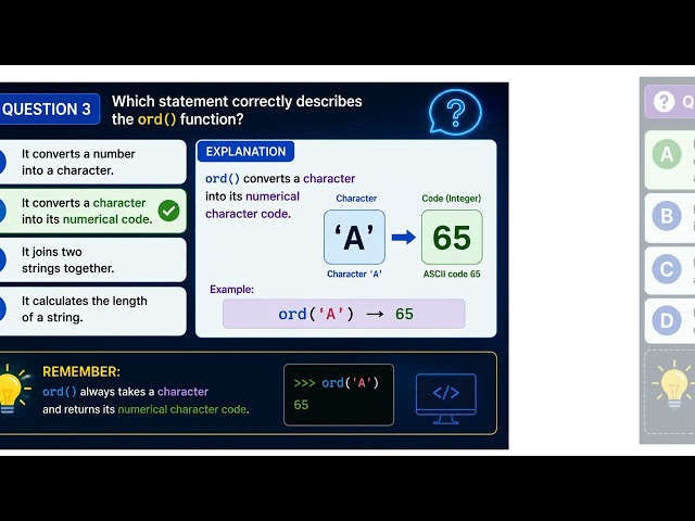 ASCII ord() & chr() Quiz | 10 Practice Questions with Answers | IGCSE Computer Science