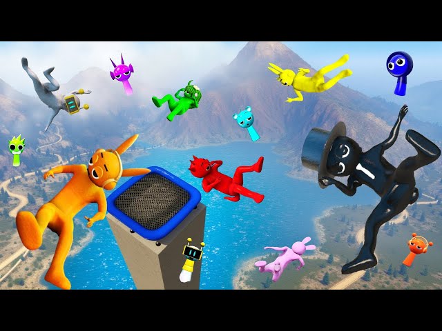 GTA 5 Incredibox Sprunki Team Epic Jumping into Trampoline! [Funny]