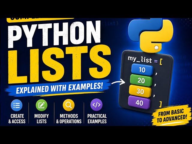 Learn Python Lists from Scratch 🚀 | Complete Beginner to Advanced Tutorial #python #machinelearning 