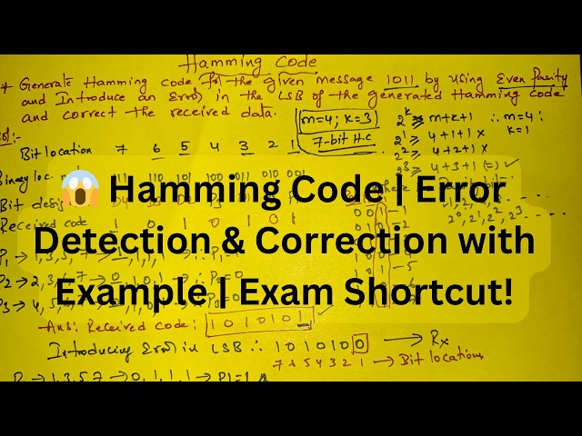 😱 Hamming Code  Made Easy | Error Detection & Correction with Example | Exam Shortcut!