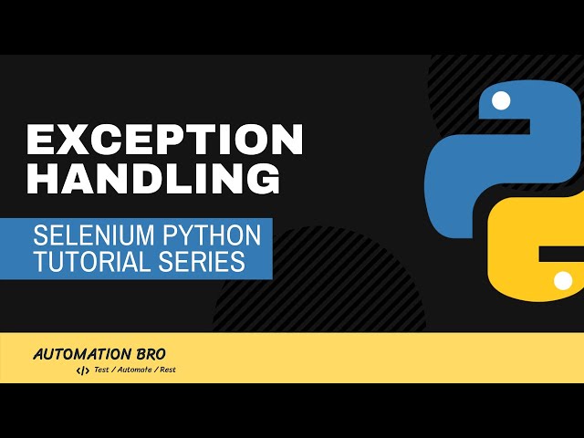Selenium Python Exception Handling | Selenium Python Tutorial