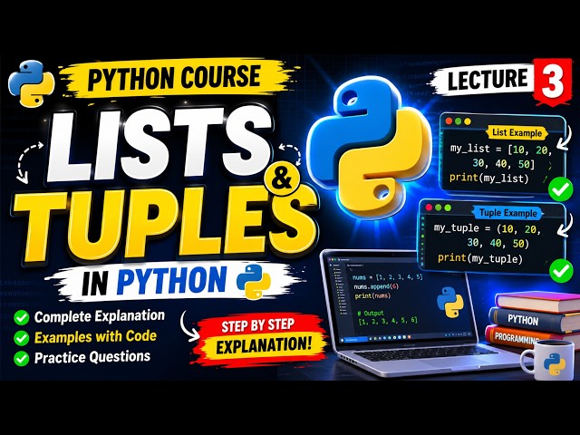 Python Lists & Tuples in Hindi 🔥 | Lecture 3 | Complete Python Programming Course | PythonVerse