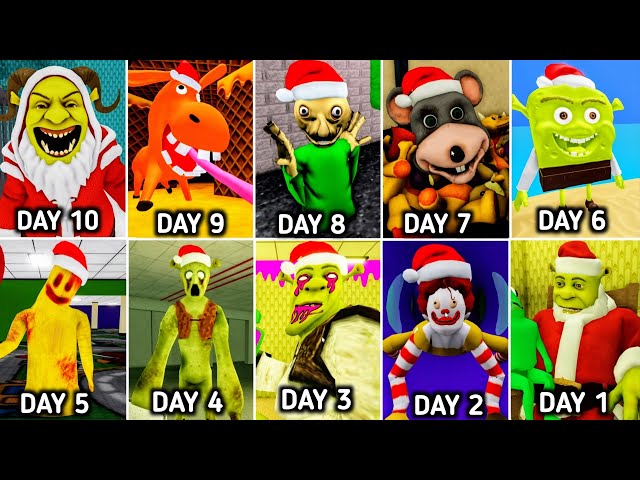 Shrek In The Backrooms - Shrekmas DAY 1 TO DAY 10 Gifts + Defeat Sharmpus - Full Walkthrough