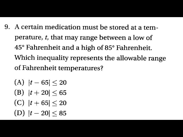 SAT Prep Algebra Lesson 9 Absolute Value Equations & Inequalities Q9