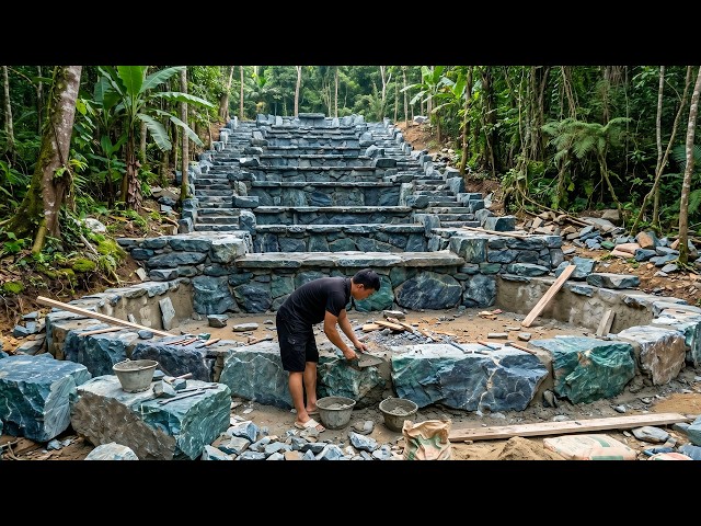 Primitive Skills: A Man Single-Handedly Transports Tons of Rocks to Build a Massive Waterfall.