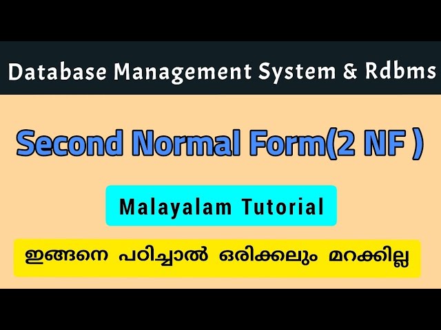 Dbms|Normal form|Second normal form|2NF|malayalam|calicut_university|bca/bsc_cs fourth semester