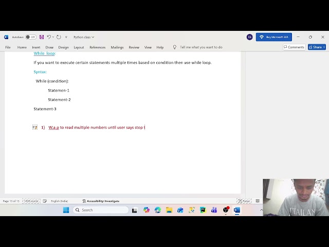 Today python class is while loop ,polindrome - Rajasekhar Bugidi