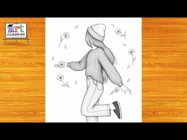 Easy drawing | Learn to draw a cute girl with long hair easily with pencil, step by step, for beg...