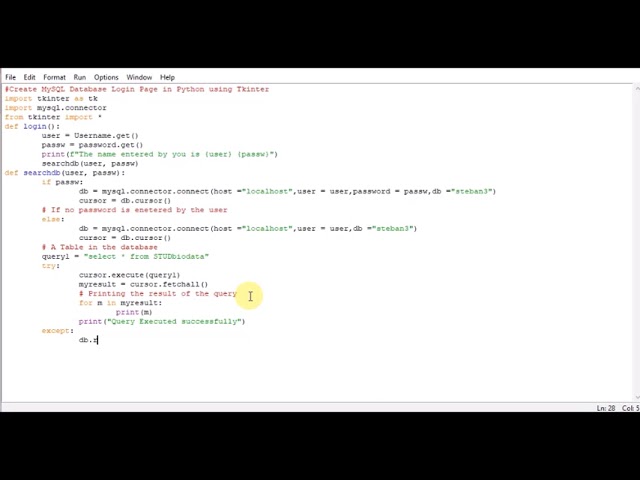 Create MySQL Database Login Page in Python using Tkinter