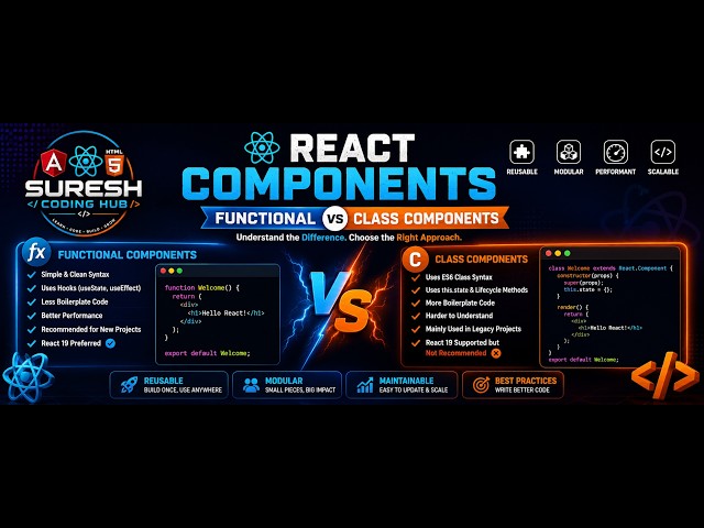 #6 React Components Interview Questions | Functional vs Class Components | React 19