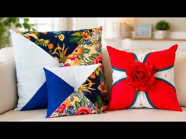 TWO AMAZING PATCHWORK CUSHIONS MADE FROM SCRAPS – EASY STEP-BY-STEP IDEAS FOR HOME