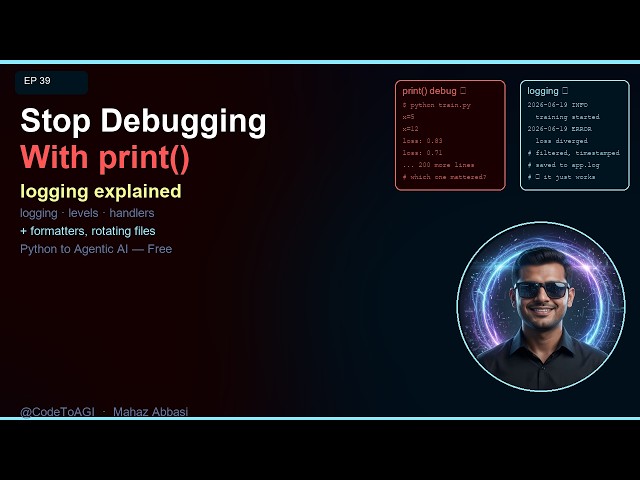 Python Logging Explained — Levels, Handlers & File Rotation | Ep 39 | CodeToAGI