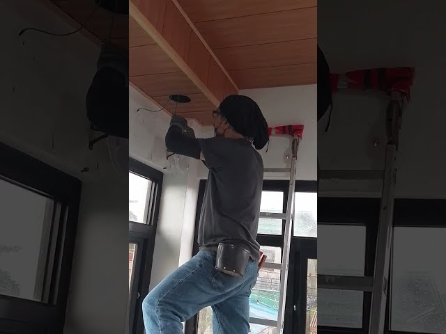 Combination of White Narrow/Groove Design and Brown Wood Grain - PVC Ceiling Decorative Panel