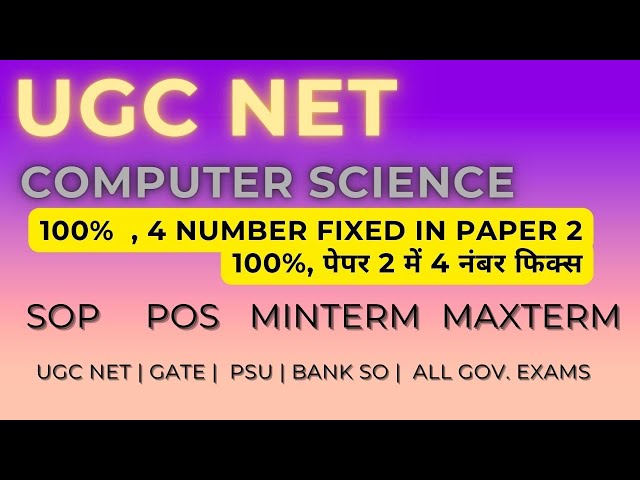 Digital Logic Design SOP POS | UGC NET | Paper 2 | 4 Marks FIXED!!!