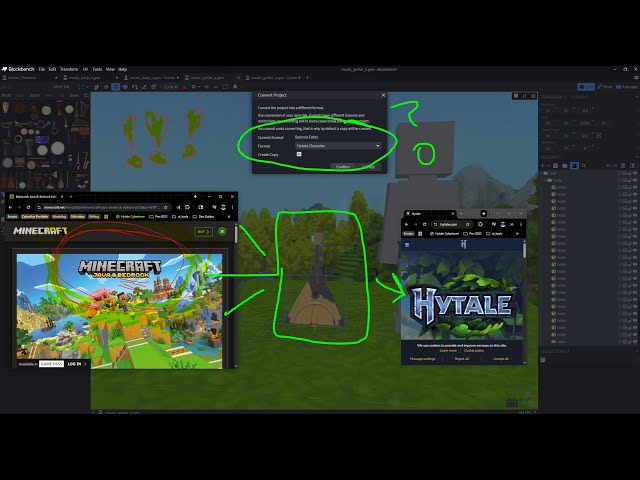 Minecraft Bedrock - to - Hytale How to convert entities without texture size hell (Blockbench)