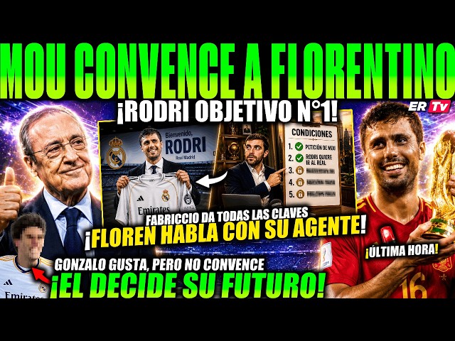 BREAKING NEWS! MOURINHO CONVINCES FLORENTINO, CONTACTS FOR RODRI! SIGNING? FABRIZIO GIVES THE DET...