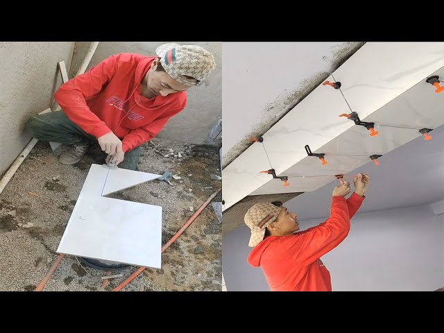 Young Man with great tiling skills -Great tiling skills -Great technique in construction PART 19