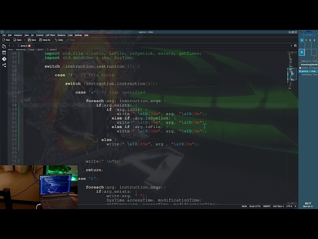 Arch linux, D programming session (I use Arch btw)