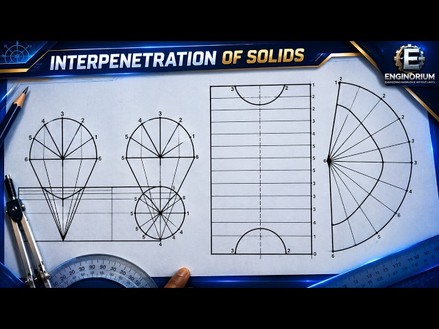 Development of Interpenetrated Pipe & Conical Hopper | Engineering Graphics