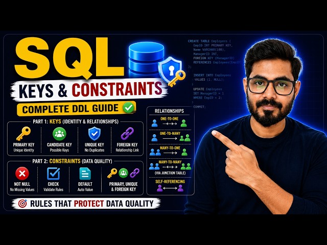 Keys & Constraints in SQL Explained | Primary Key, Foreign Key, Unique Key & Relationships