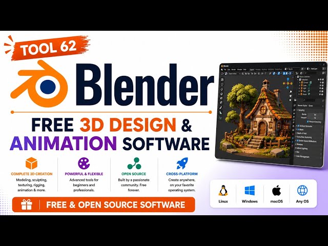 Tool 62 - Blender: Free 3D Design & Animation Software | Free & Open Source Software | Uplatz