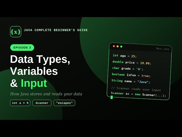 How Java Stores Your Data: Variables, Data Types & User Input Explained (Ep. 3)