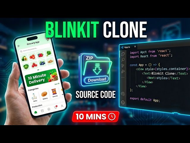 Make Blinkit / Zepto Clone in 10 Mins 🚀 | Full Stack Grocery App + Free Source Code