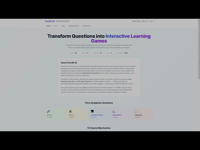GamED.AI: Automated Educational Game Generation from Natural Language