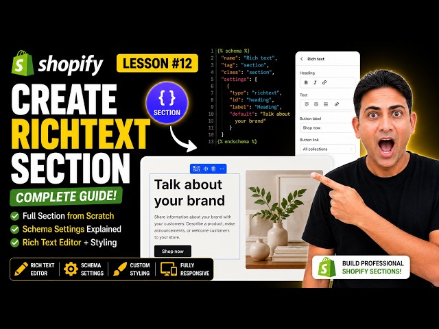 Create Richtext Section in Shopify | Shopify Theme Development Course #Lesson12