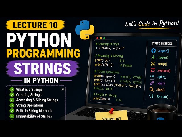 Python Strings Explained | Lecture 10 | String Methods, Indexing, Slicing & Operations | Python