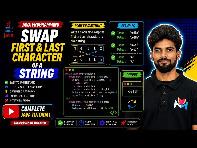 Swap First & Last Character Of A String in Java | Master Java String | Complete String Tutorial