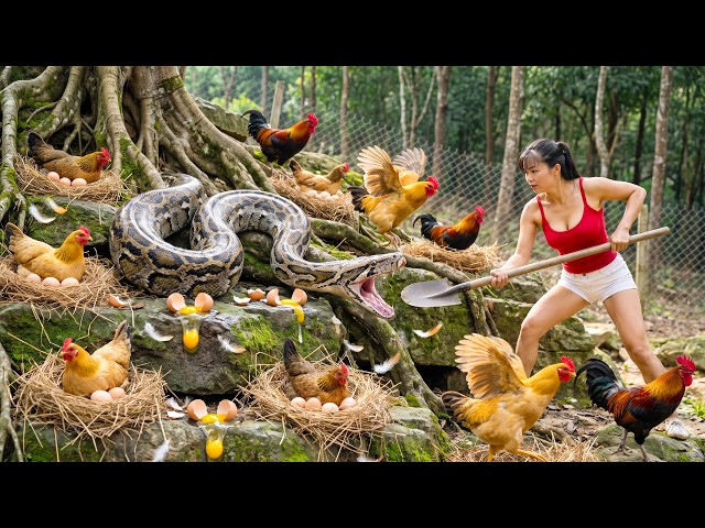 Harvesting Roosters for Market | Discovering a Giant Python Hidden Inside the Chicken Coop