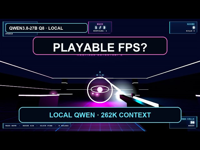 Qwen3.8-27B Q8 Built a Browser FPS — But the First Run Failed