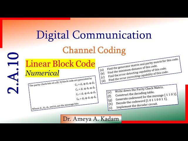 2.A.10 Linear Block (8, 4) code (Complete Numerical -2 with Solution)