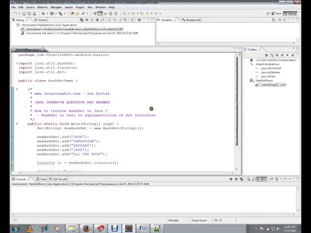HASHSET IN JAVA ITERATE DEMO