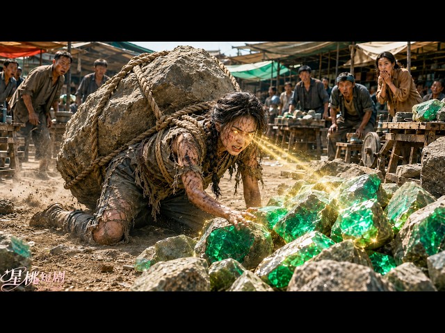 Odd-job girl fell hauling a 200-jin rock, gained golden eyes, spotted rare jade, gambled, rose rich!