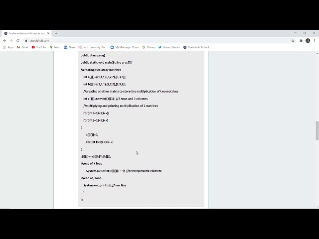 Implementation of arrays in java