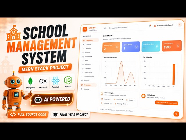 School Management System Project in MERN Stack (React JS + Node.js) | Full Stack School Software